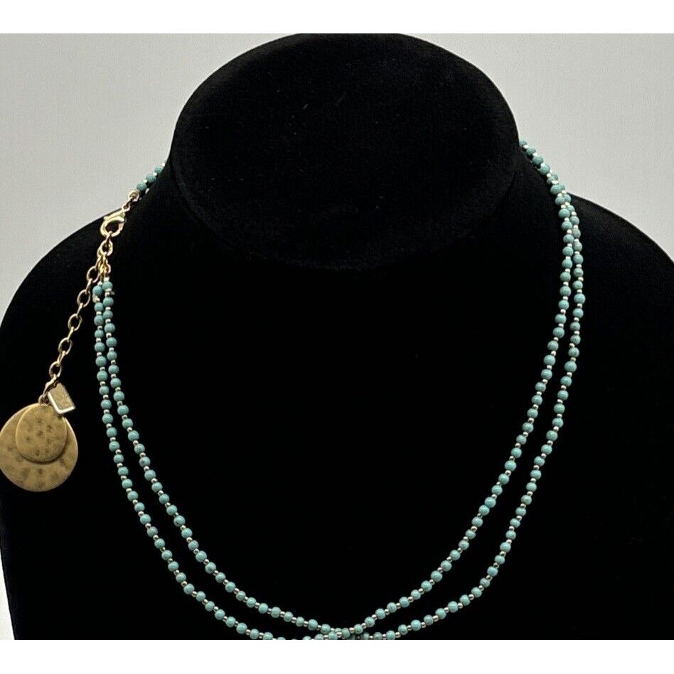 Rll Ralph Lauren Goldtone Beads Faux Turquoise 2 Strands Necklace